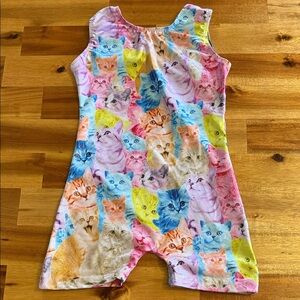Colorful Cat Print Gymnastics Leotard 2/3T
